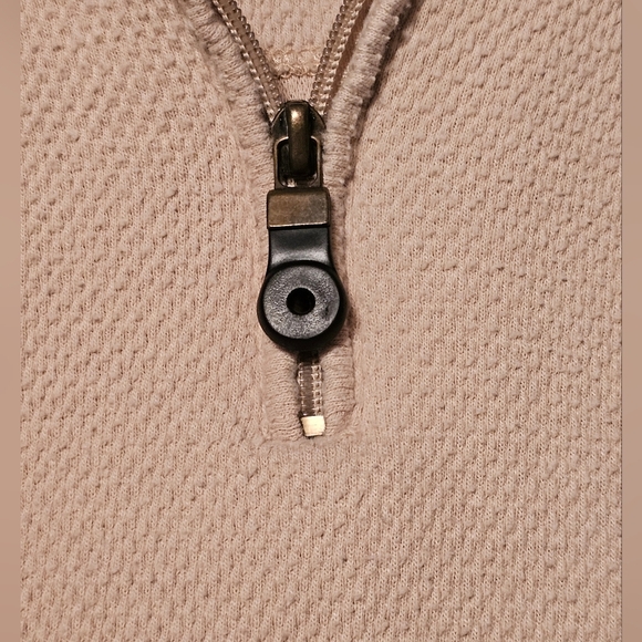 Tan Quarter Zip Up Sweater with Relaxed Fit and Soft Knit Fabric - Picture 4 of 4